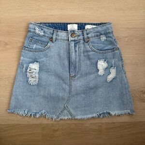 Cotton On Light Blue Distressed Mini Skirt